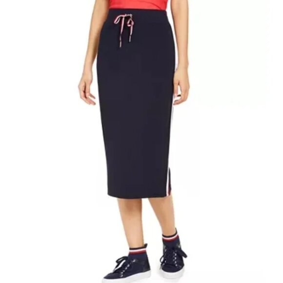 NEW Tommy Hilfiger Women's Midi Skirt Sky Captain (Navy) Small - Picture 1 of 11